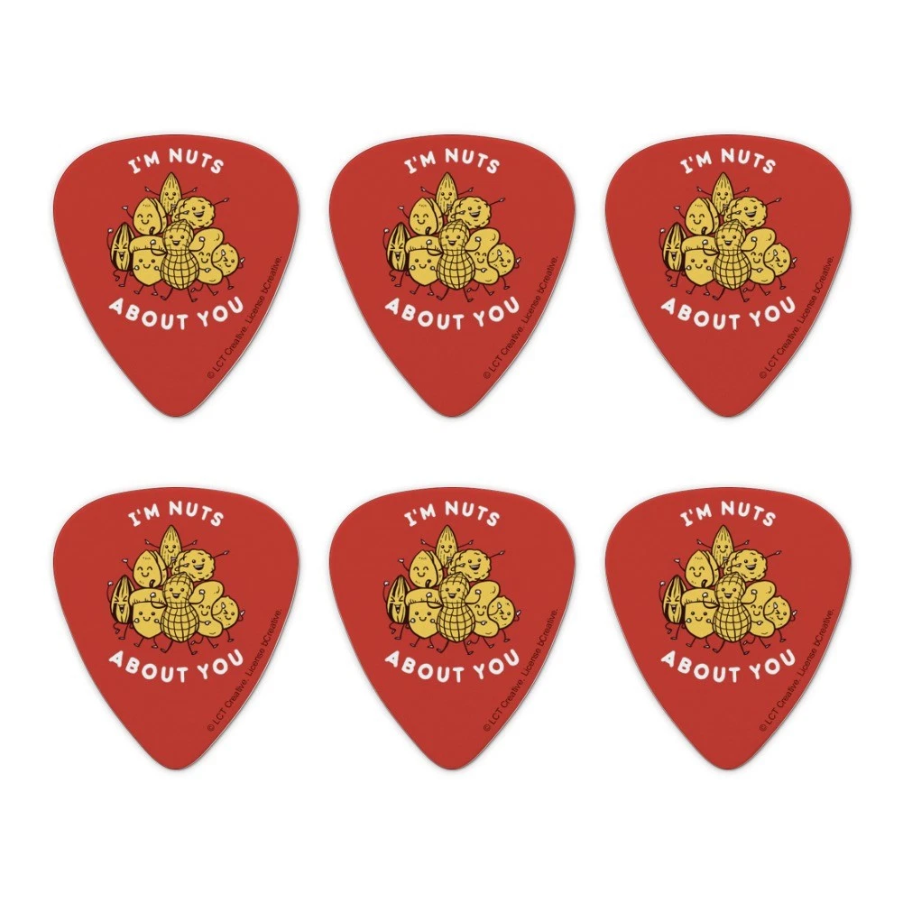 I m Nuts About You Love Funny Humor Novelty Guitar Picks Medium Gauge Set of 6