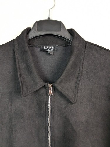 Boohooman casual jacket size large black full zip suede look - Picture 3 of 11