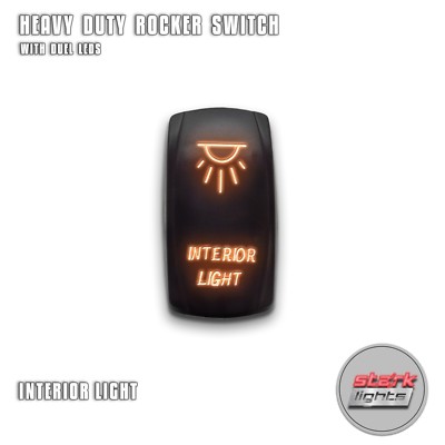 ORANGE Laser Etched LED Rocker Switch Dual Light 20A 12V ON OFF INTERIOR LIGHTS