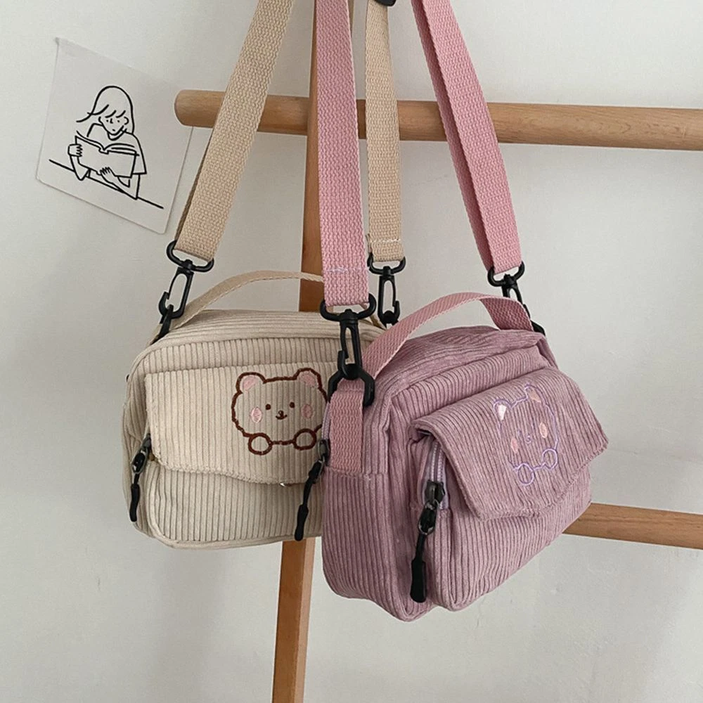 Satchel Cartoon Bear Print Student Tote Messenger Bag Shoulder Bags Handbags