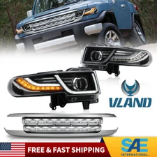 VLAND LED Headlights with Gray Grille for Toyota Fj Cruiser 2007-2015 2008 2010