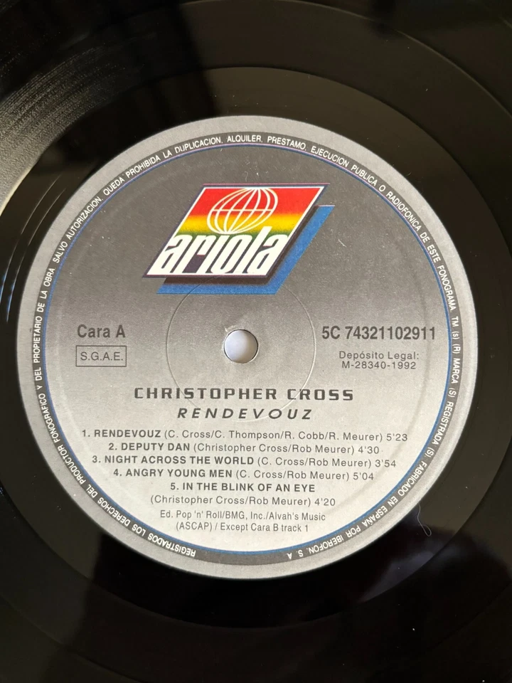 CHRISTOPHER CROSS - Rendezvous (1992) Vinyl LP Record. RARE! - Image 3 of 4