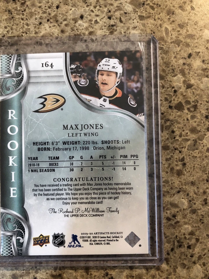 2019-20 UD Artifacts Max Jones Dual Relic /499 - Image 2 of 2