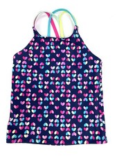 Lands End Girl 6 Blue Hearts Swim Top Racerback Tankini