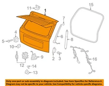 Used Deck Lid fits: 2013 Jeep Grand cherokee exc. SRT8 w/rear view camera Grade