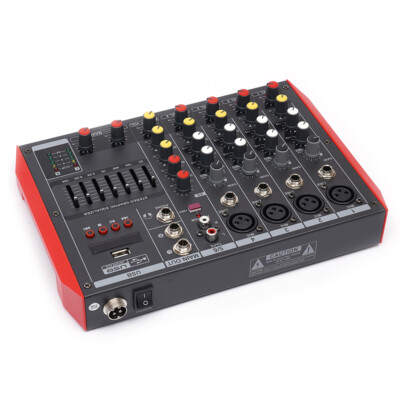 6 Channel Mixing Console Sound Live Studio Audio Mixer USB Bluetooth