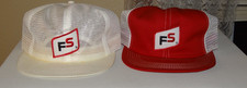 2 Vintage FS K Brand farmer trucker seed hat white red White Unused READ lot