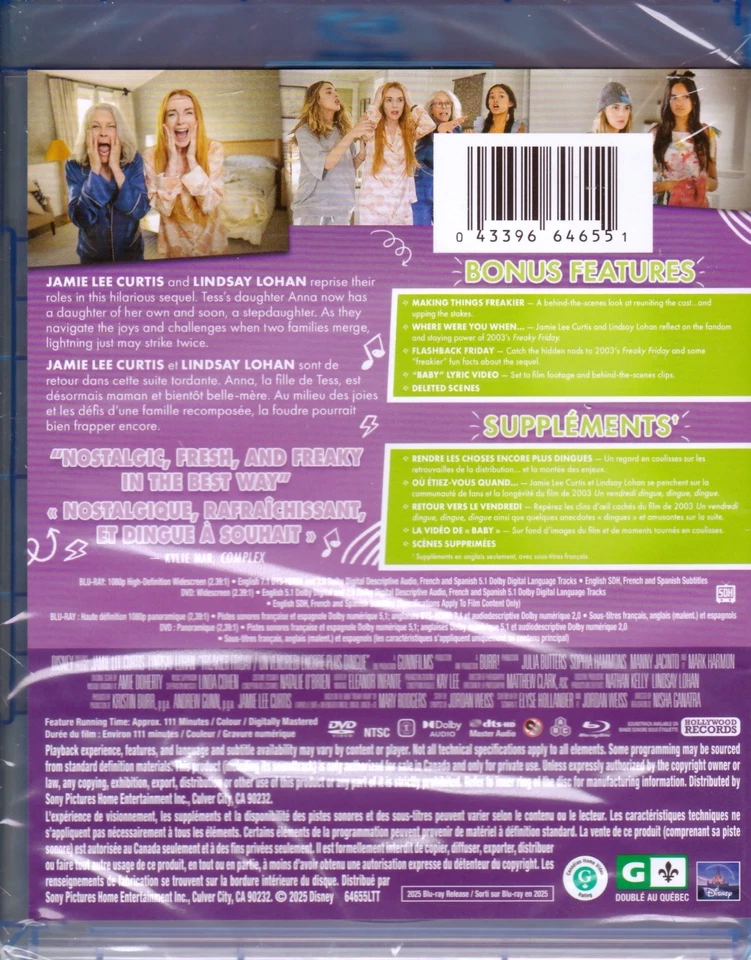 DISNEY FREAKIER FRIDAY BLURAY & DVD SET with Jamie Lee Curtis & Lindsay Lohan - Image 2 of 2