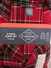 St. John's Bay Men's Flannel Plaid Pajama Set 2-Piece Sleep- Large