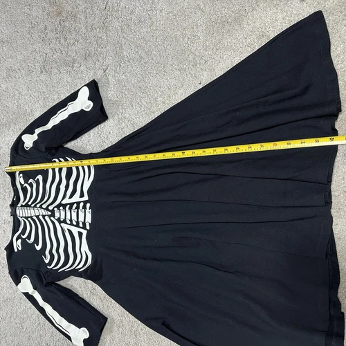 Unique Vintage Glow In The Dark Skeleton Halloween Dress Women’s M A Line Swing - Picture 11 of 12