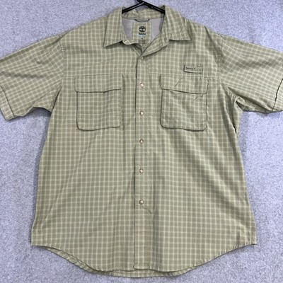 Timberland Turbo-Dry Men s XL Green Plaid Short Sleeve Button Up Shirt