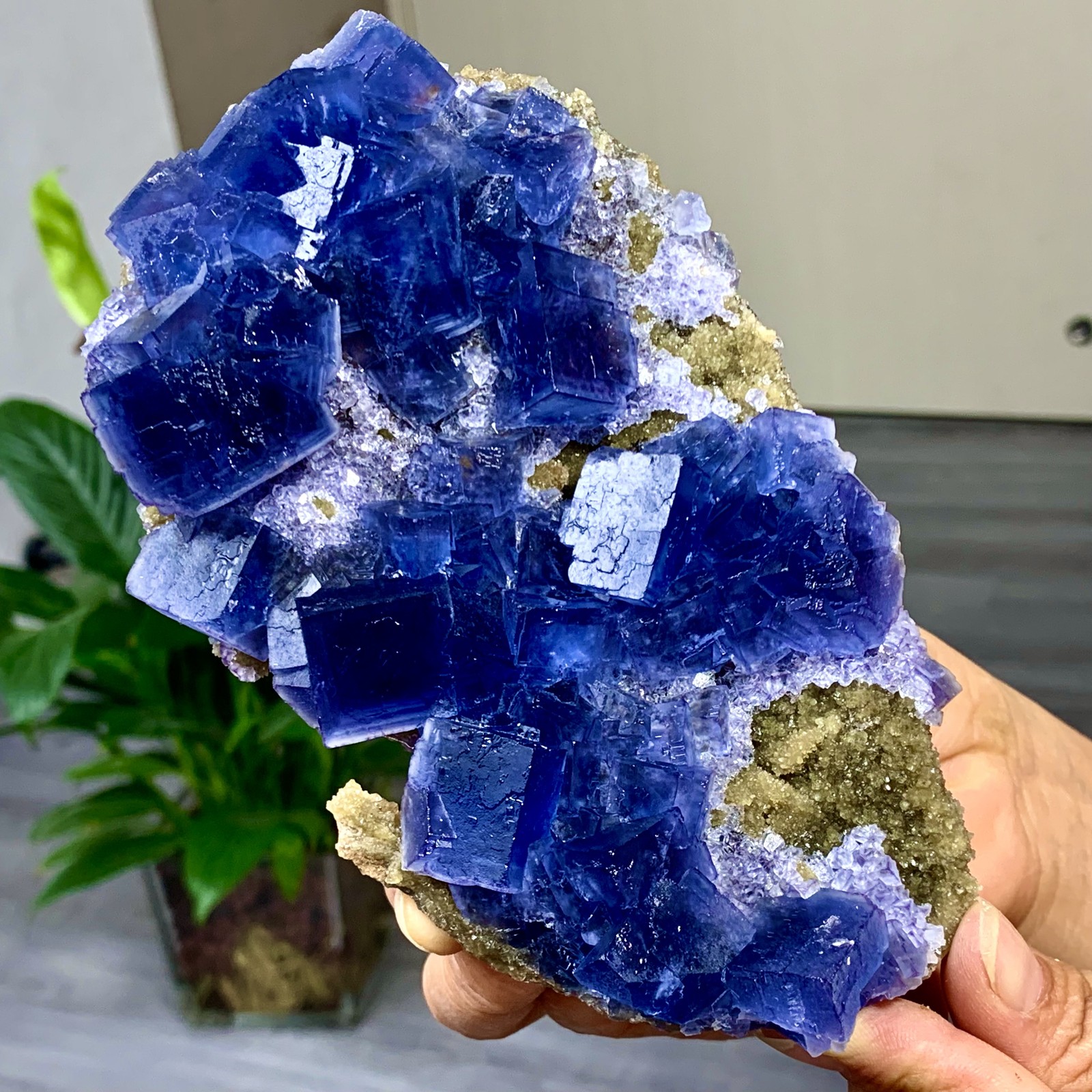 477G Natural Blue Fluorite Crystal Sphere Transparent Mineral Specimen China