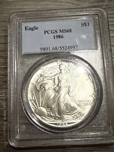 1986 American Silver Eagle 1 Oz Silver First Year Of Issue! PCGS MS68
