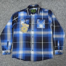 Dixxon Flannel Co Youth XL Blue Black Plaid D-Tech Long Sleeve Button Up Shirt