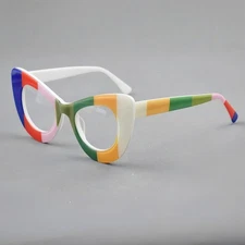 Cat Eye Fashion Colorful Thick Acetate Eyeglass Frame Glasses Women Full Rim