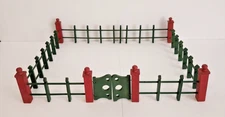 Antique Wooden Christmas Feather Tree Putz Fence Swinging Gate Red Green READ