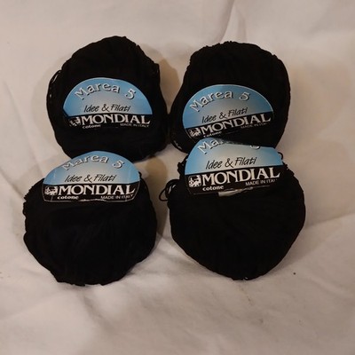 Mondial Idee & Filati Marea 5 Mercerized Cotton Yarn Black Lot 4 Balls