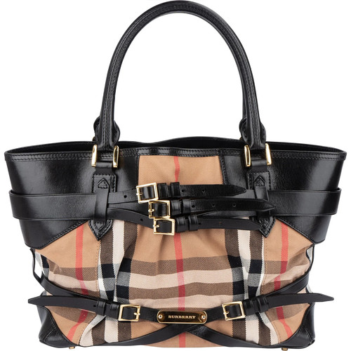 Burberry Nova Check Monogram Medium Bridle Tote Handbag Bag