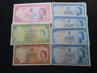 E69 British Africa Rhodesia Nyasaland 1960's Banknotes Mixed Group 7 Notes