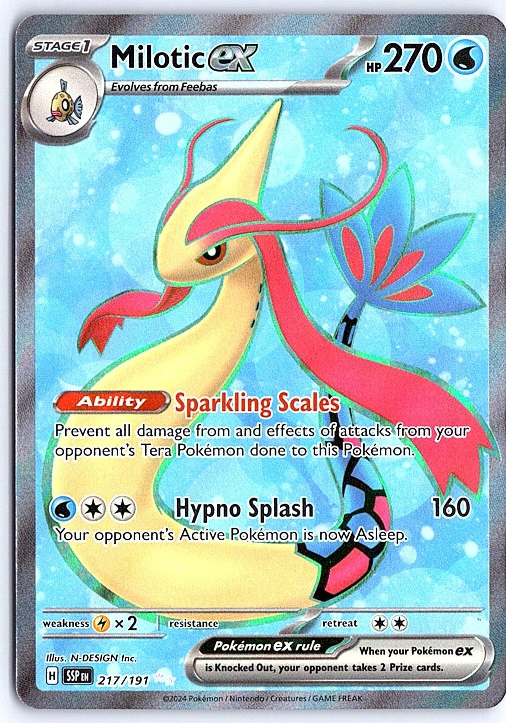 Milotic ex 217/191- NM+ Pokemon Surging Sparks -Ultra Rare