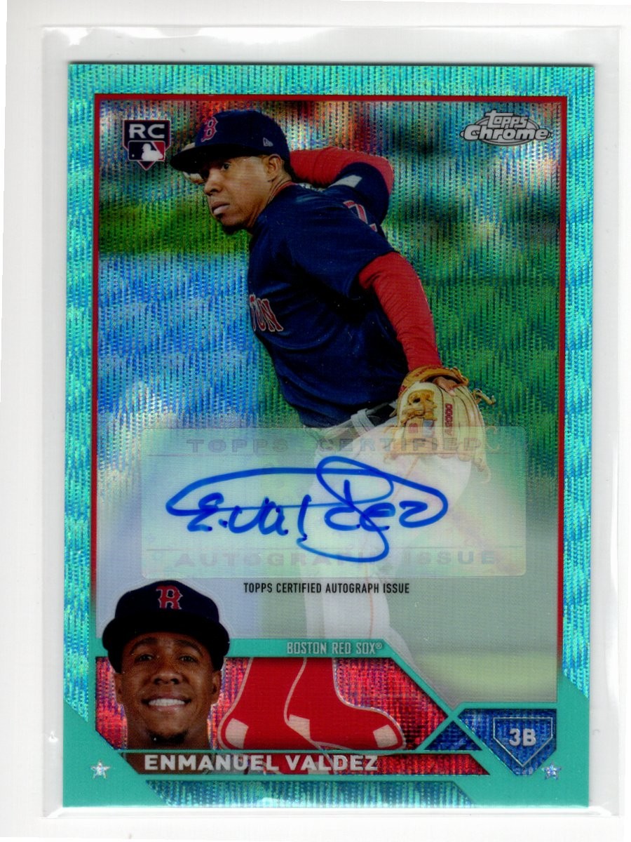 2023 Topps Chrome Update #AC-EV Enmanuel Valdez Autographs Teal Wave #/199