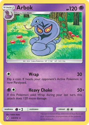 Arbok - 63/214 - Rare - Unbroken Bonds - NM/M