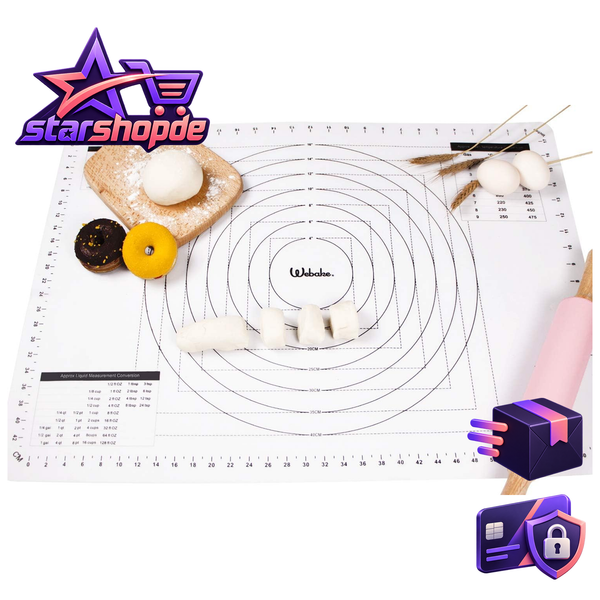 Teigmatte Silikon Groß XXL 70X50 Cm Backmatte FüR Backen KüChe ZubehöR-image