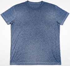 CAMISETA HOMBRE: Papel Delgado Azul Brezo Semi Transparente Elastizado Burnout Gimnasio Informal 2XL