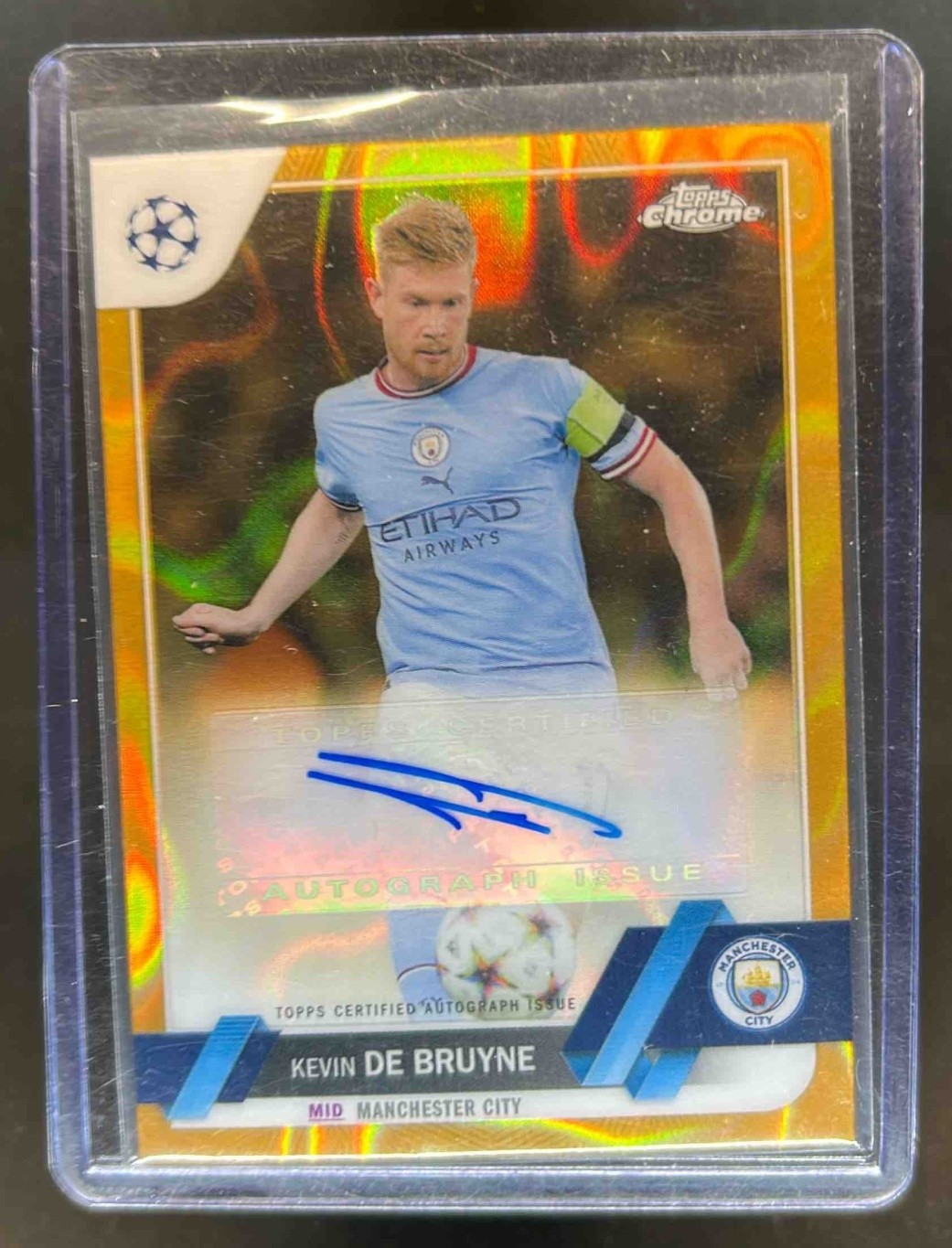 2022 Topps Chrome UEFA Kevin De Bruyne Auto Orange Lava #CA-KD Man City