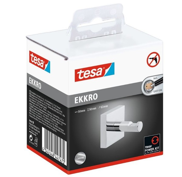 Tesa Ekkro Handtuchhaken, Verchromter Edelstahl - Bad-Haken Ohne Kleben-image
