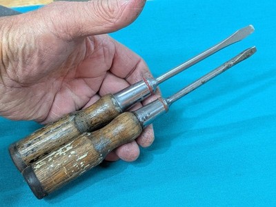 VTG Bell System Leather-Capped Flathead Screwdrivers (2) STANLEY and BRIDGEPORT