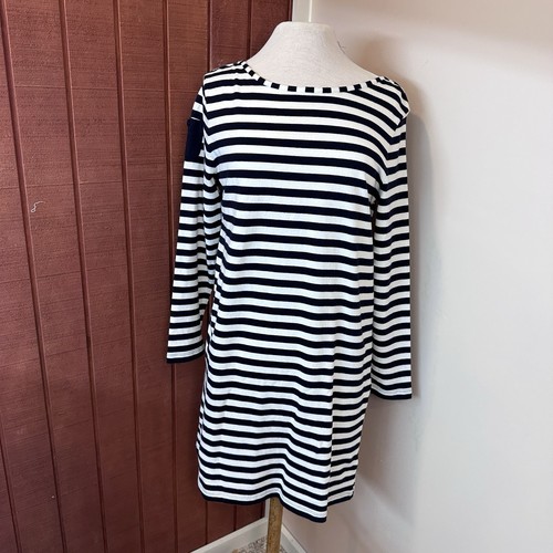 VINEYARD VINES Long-Sleeve Stripe Knit Dress Navy blue / White pocket patch sz S - Picture 12 of 13