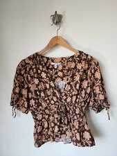 Derek Lam 10 Crosby Rhea brown floral blouse 12