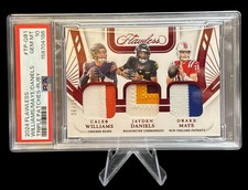 2024 PANINI FLAWLESS TRIPLE PATCHES #TP-QB1 WILLIAMS/MAYE/DANIELS RPA /15 PSA 10