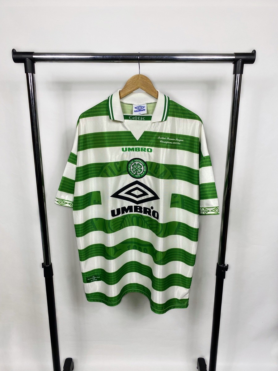 Vintage 90s Umbro Celtic FC Home T Shirt 1997/1998 Scottish