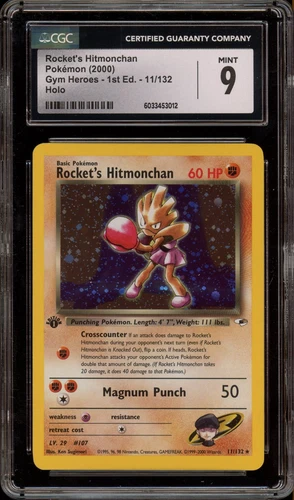 Pokemon Rocket's Hitmonchan Gym Heroes 1st Edition Holo Rare #11 CGC 9 Mint