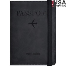 All in One Passport Holder Organizer Faux Leather Travel Wallet W/ Card Slots US