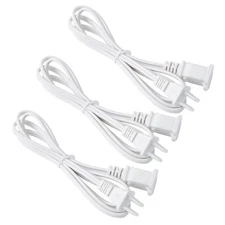 White Extension Cord 5 Foot, Single Plug Appliance Power Cable 18 Gauge, Two ...