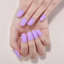 evpct Lavender Purple Medium Oval Glossy Press on Nails for Women Gift, Gloss...