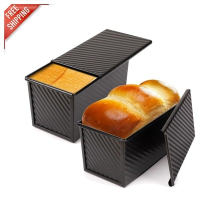 Versatile 1 lb Non-Stick Pullman Loaf Pan Set with Lid - Ideal for Baking
