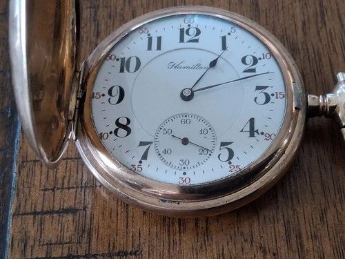 VTG ANTIQUE HAMILTON POCKET WATCH GOLD FILLED 17J MOV # 307930 PART REPAIR BEAUT