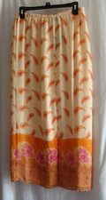 Vintage SILK CLUB Coll Peach/Multi-Color 100 SILK MAXI Skirt Sz MEDIUM - Y2K