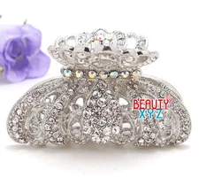 New Fancy Rhinestone Imperial crown design high quality metal Hair Claws Clip #8