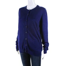 NWT NICOLE MILLER Cobalt Women’s Knit Metallic Button Up Blue Cardigan - Size L