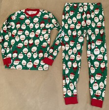 Carters Christmas pajamas set top pants adult Large green santa