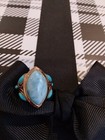 Genuine Larimar & Sleeping Beauty Turquoise Ring in SIZE 6 — photo 2