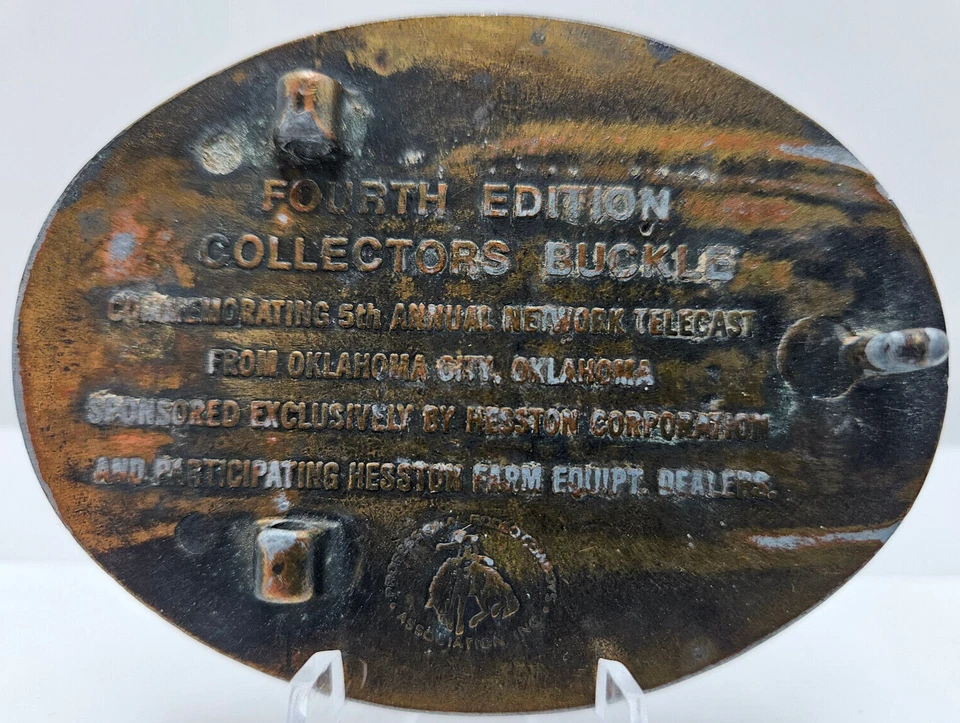 Винтажная овальная пряжка ремня родео Hesston 1978 латунного тона NFR National Finals ЧИТАЙТЕ! - Изображение 3 из 3