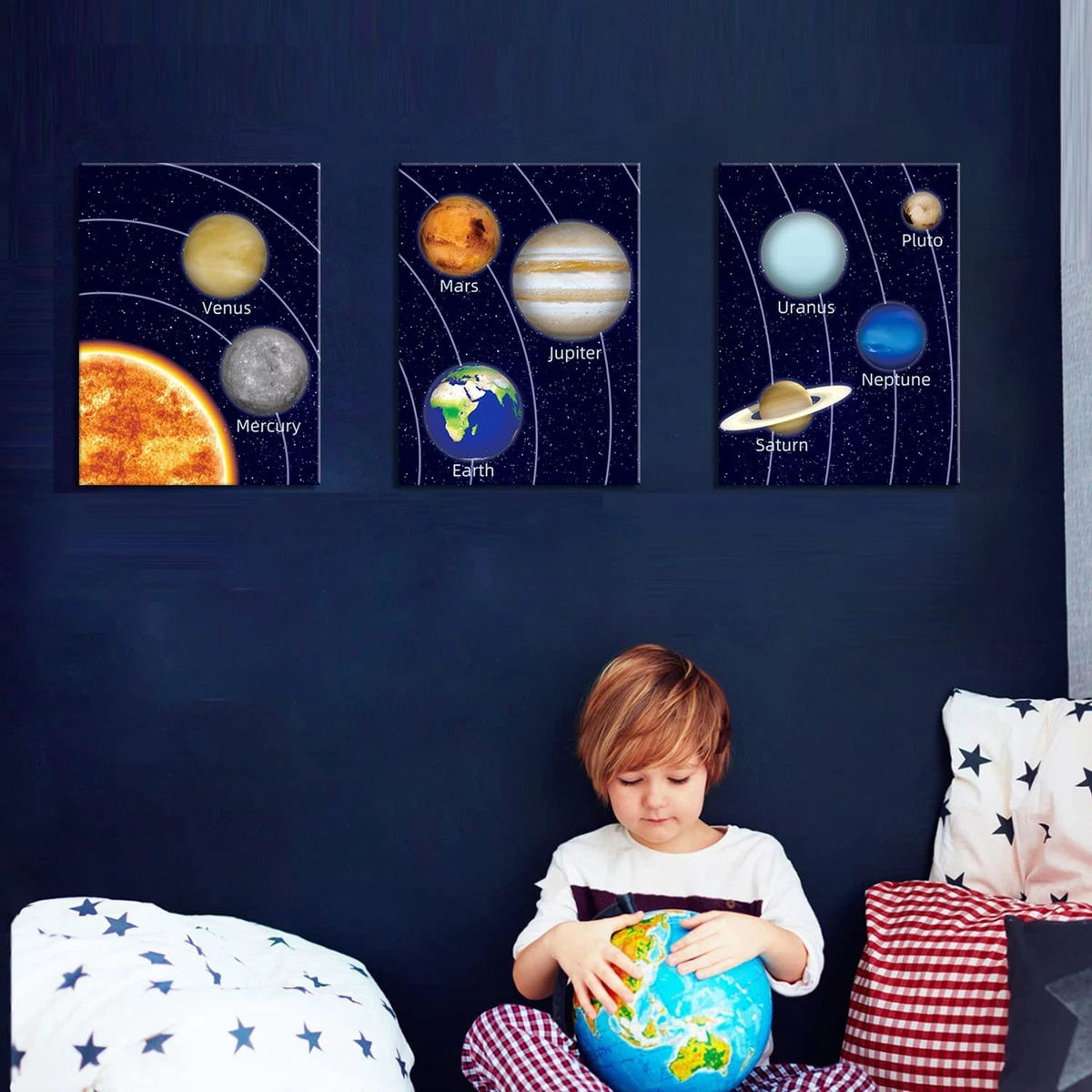 Kids Space Room Decor Framed Outer Space Wall Art Set of 3 ...