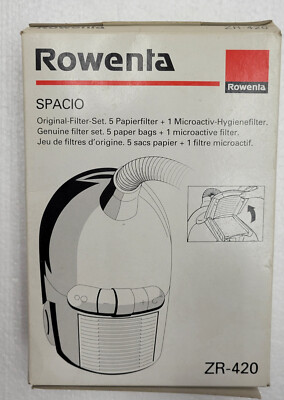 Genuine Rowenta ZR-420 Spacio Canister Vacuum Bags 5 Pack + Microactive Filter