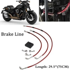 75CM Front Upper Lower Complete Brake Line Kit w/ABS Master Cylinder Fit Harley